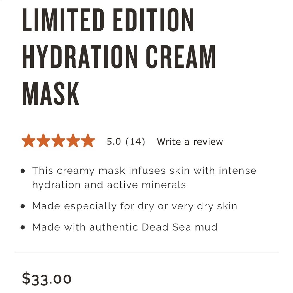 Ahava hydration face mask